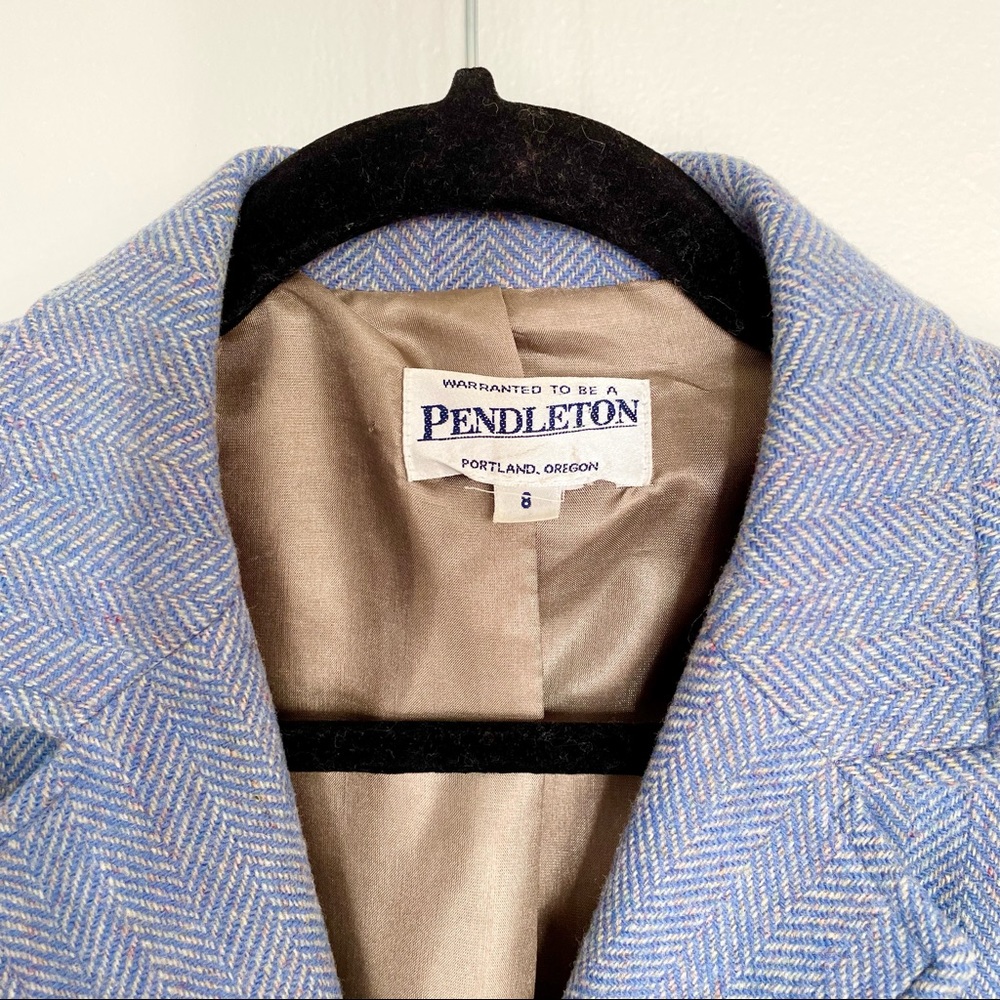 Vintage Pendleton Herringbone Blazer Blue - image 3